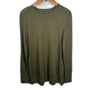 Banana Republic Olive Green Sparkle Crew Sweater Size Medium Winter Holiday Snow